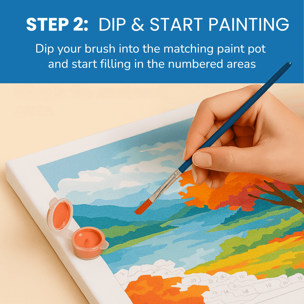 Step 2 – Dip your brush into matching pot and start painting