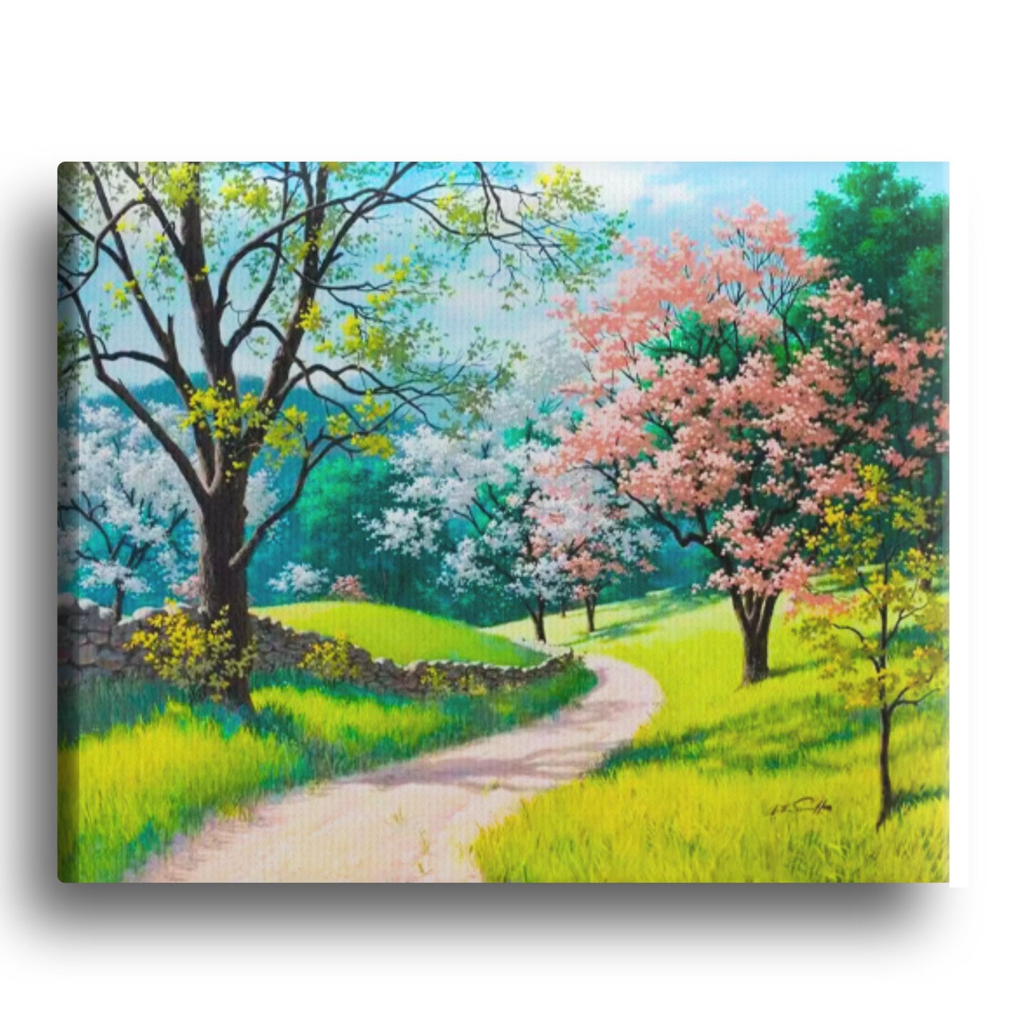 Cherry Blossom Path Paint by Numbers Kit – Tranquil Floral Landscape Wall Art