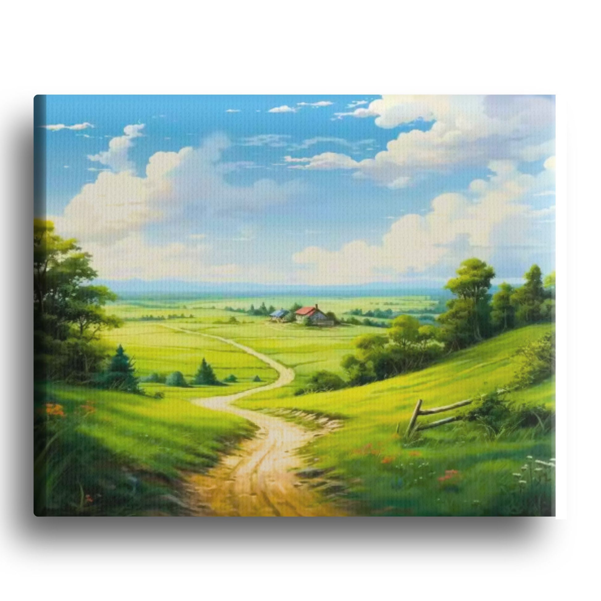 Rolling Green Hillside Paint by Numbers Kit – Peaceful Country Field Landscape