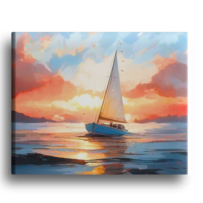 Sunset Sailing Paint by Numbers Kit – Ocean Sunset Scene with Sailboats