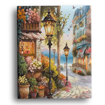 Twilight Promenade Paint by Numbers Kit – Evening Courtyard Wall Art for Creative Escape